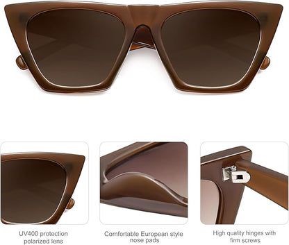 SOJOS Trendy Oversized Square Cateye Polarized Sunglasses Womens Big Frame Shades SJ2115