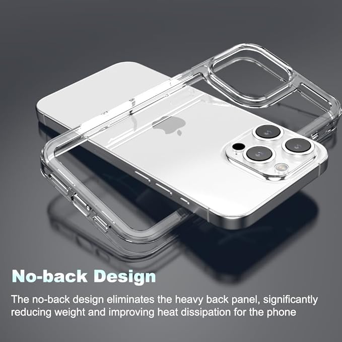 for iPhone 16 Pro Max Clear Bumper Frame No-Back Case, Slim Fit Ultra-Light Anti-Yellowing Transparent Protection Heat Dissipation Phone Cover Case 6.9" 2024