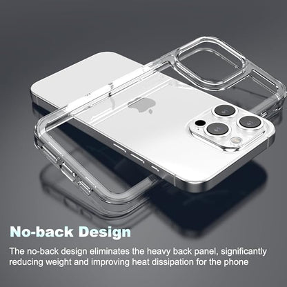 for iPhone 16 Pro Max Clear Bumper Frame No-Back Case, Slim Fit Ultra-Light Anti-Yellowing Transparent Protection Heat Dissipation Phone Cover Case 6.9" 2024