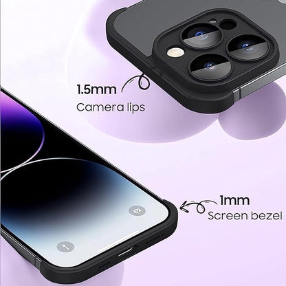 for iPhone 16 Pro Max Frameless Bumper Case with Camera Lens Protector, Slim Fit No Back No Frame Design TPU Bumper Compatible with MagSafe Excellent Heat Dissipation Minimalist (Black)