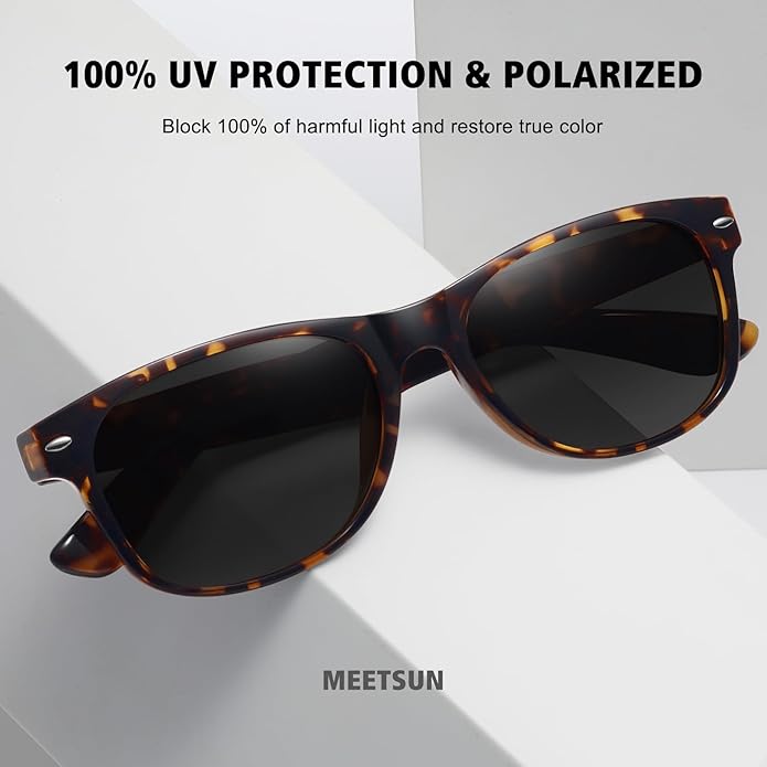 MEETSUN Classic Polarized Sunglasses for Women Men Trendy Retro Sun Glasses for Driving UV Protection (3 Pack)