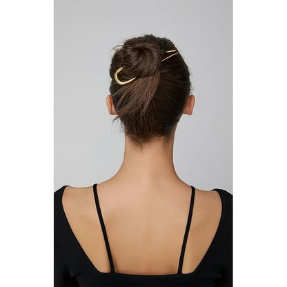 2 Pcs Metal French Hair Pins, French Twist Hair Pin for Buns, U Shaped French Pins for Women Girls, Hair Sticks, Hair Fork