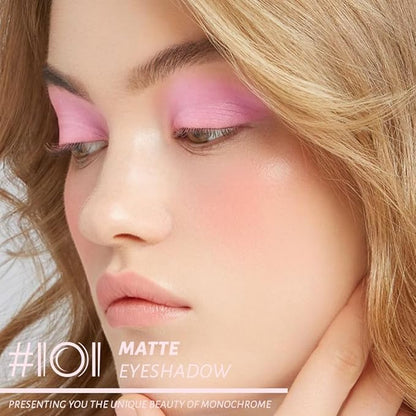 Monochrome Matte Eye Shadow Palette,Peach Pink Neutral Nude Matte Pressed Powder Single Eyeshadow,Highly Pigmented Natural Long Lasting Naturing-Looking Eyeshadow,Talc,Paraben Vegan & Cruelty Free