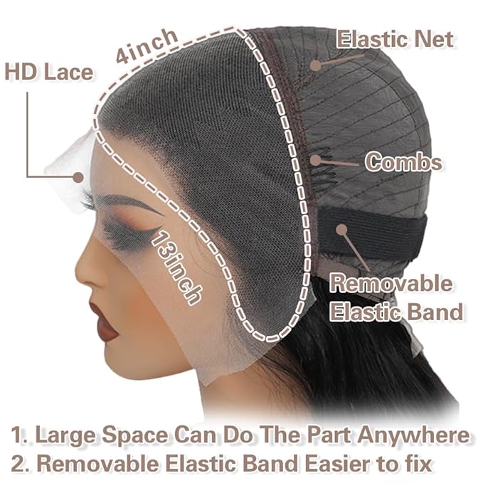 13x4 Body Wave Lace Front Wigs Human Hair 180 Density FB/30 Balayage Ombre Lace Front Wig Human Hair Pre Plucked with Natural Hairline HD Full Frontal for Black Women 18 Inch