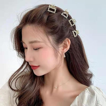 6PCS Sweet Mini Meatl Claw Clip With Pearl, Barrettes Claw Crab Hairpins Styling Fashion Hair Accessories for Women Girl