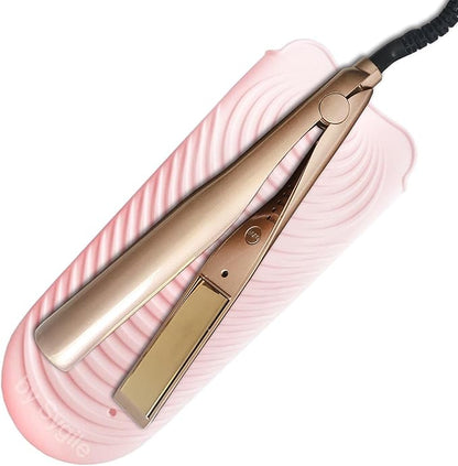2in1 11" X 7.5" Large Heat Resistant Silicone Mat, Anti-Heat Travel Pad and Pouch for Hair Straighteners, Curling Irons, Flat Irons and Hair Styling Tools Holder - Blush Pink