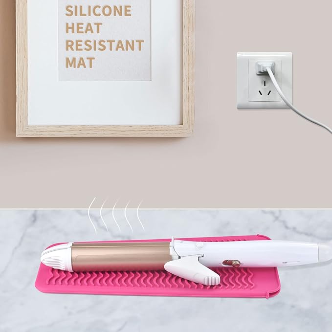 Heat Resistant Silicone Travel Mat Pouch for Hair Styling Tools, 2 Pack, 11 x 5 inches, Slip Resistant, Foldable, Easy-to-Clean, Multipurpose, Grey & Hot Pink