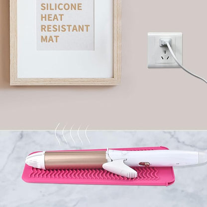 Heat Resistant Silicone Travel Mat Pouch for Hair Styling Tools, 2 Pack, 11 x 5 inches, Slip Resistant, Foldable, Easy-to-Clean, Multipurpose, Grey & Hot Pink