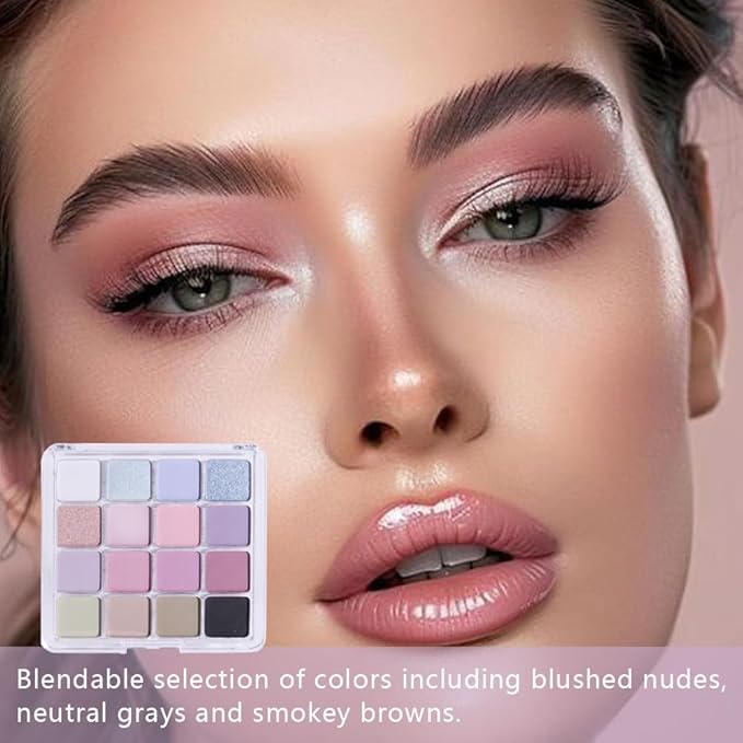 16Color Matte Shimmer Eyeshadow Palette, Blue Pink Purple Nude Red Green Black 16Color Series Eye Shadow Makeup, Warm Sparkly Eyeshadows Long Lasting Waterproof Naturing-Looking Women Girls Eye Shadow