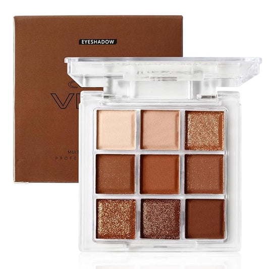 9 Color Brown Eyeshadow Palette - Rose Gold Dark Brown Bronze Naked Matte & Glitter Shades, Long-Lasting, Waterproof & Blendable, Natural Nude Eye Shadow Set sombras para ojos (Chocolate)