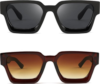 FEISEDY Retro 90s Square Sunglasses for Women Men Trendy Chunky Rectangle Sunglasses UV400 Protection B2385