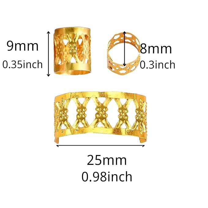 400PCS Gold Hair Clips Hair Jewelry Aluminum Dreadlocks Metal Cuffs for Hair Braids Hair Accessories, Adjustable Metal Cuffs Braiding Hair Rings for Box Braids (Golden)