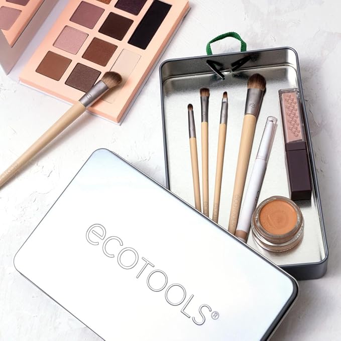 EcoTools Daily Defined Eye Makeup Brush Kit, Travel Friendly, Versatile Eye Makeup Looks, Convenient Makeup Tools On-The-Go, For Eyeshadow & Eye Liner, Eco-Friendly Makeup Brushes, 5 Piece Set