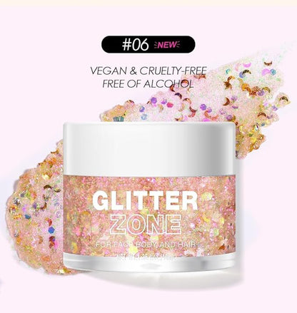 Holographic Body Glitter Gel - Cosmetic-Grade, Color Changing Halloween Glitter Makeup for Face, Body, and Hair, Safe and Easy to Use, Perfect for Festivals Parties (06 Dreamy Galaxy)