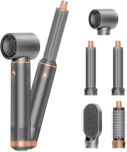 5-in-1 Hair Dryer Brush with Hot Air Curling & Negative Ion Technology - Versatile Styler for Drying, Curling, Straightening, and Volume Boosting