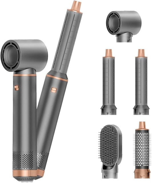 5-in-1 Hair Dryer Brush with Hot Air Curling & Negative Ion Technology - Versatile Styler for Drying, Curling, Straightening, and Volume Boosting