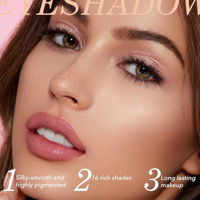 16Color Matte Shimmer Eyeshadow Palette, Natural Nude Dark Brown Champagne Gold Coffee Sparkly Eye Shadow Makeup, Warm Pastel Eyeshadows Long Lasting Waterproof Naturing-Looking Women Girls Eye Shadow