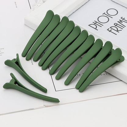 24 PCS Green Hair Clips for Styling and Sectioning - 3.1 Inch Matte Alligator YISSION Barrettes, No Crease Duck Billed Clips, Accessories for Women and Girls