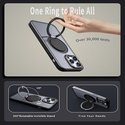 Magnetic Ring Case for iPhone 14 Pro Max,Compatible with MagSafe with 360° Ring Stand Shockproof Protection Cover Case for iPhone 14 Pro Max Black