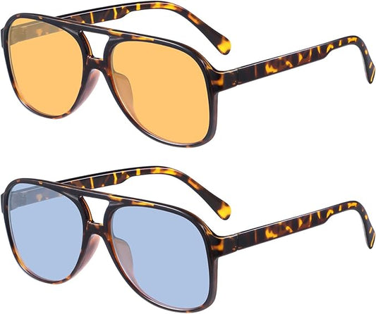 YDAOWKN Retro Aviator Sunglasses for Women Mens Large Frame Classic Vintage 70s Sun Glasses Aviators