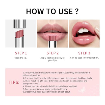 2PCS Honey Lipstick Tinted Lip Balm - Sheer Hydrating for All Skin Tones - Moisturizing Lip Color, Nourishing for Dry Lips (Pink)