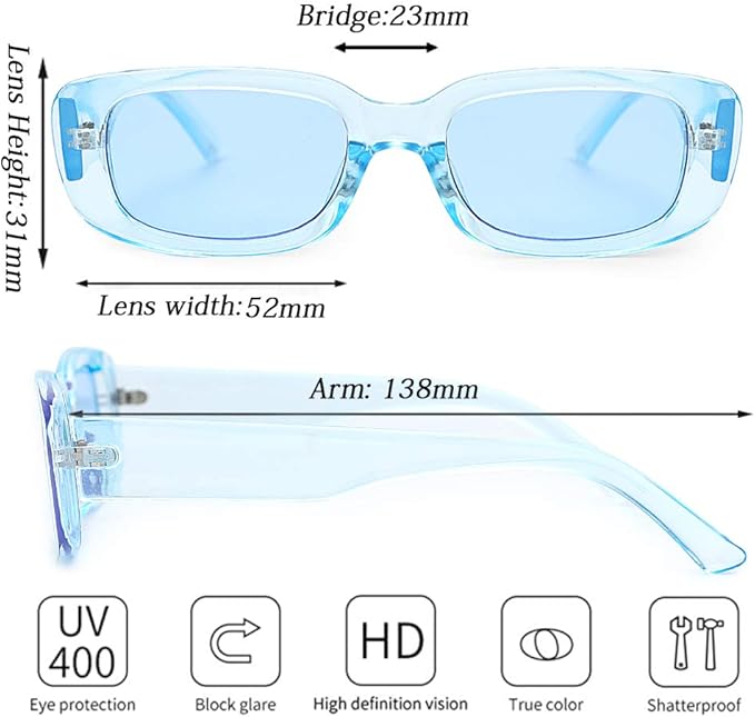 4 Pieces Retro Vintage Sunglasses Small Square Rectangle 90s Glasses Trendy Y2K for Women Aesthetic Accessories