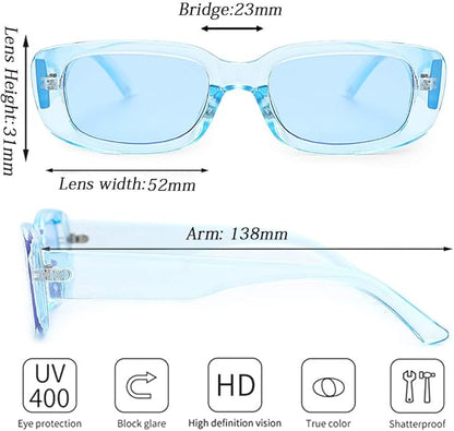 4 Pieces Retro Vintage Sunglasses Small Square Rectangle 90s Glasses Trendy Y2K for Women Aesthetic Accessories