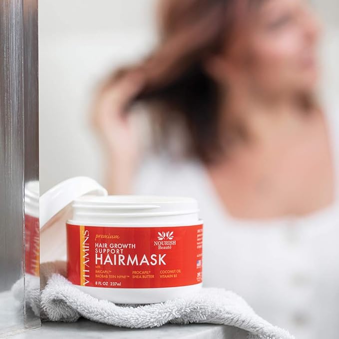 Nourish Beaute Premium Hair Mask for Hair Loss and Deep Conditioning to Promote Hydration and Regrowth on Dry Damaged Hair for Men and Women, 8 Ounces