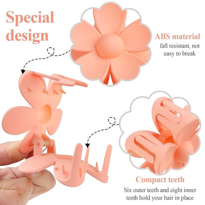 Flower Claw Clip 7 PCS Claw Clips, Hair Clips for Women Non Slip for Thick Hair Women Girls Gifts, 7 Colors