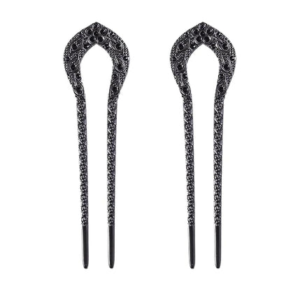 2pcs U Shape Hair Prong Forks Styling Pins Black Wicca Witch Hair Stick Slide Renaissance Festival Hair Acceossories for Women 11