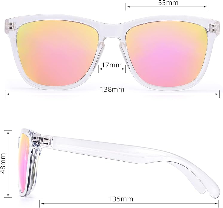 COLOSSEIN Sunglasses Womens,Classic Square Frame UV400 Mirrored Lens,Sunglasses Fit For Beach,Vacation,Driving