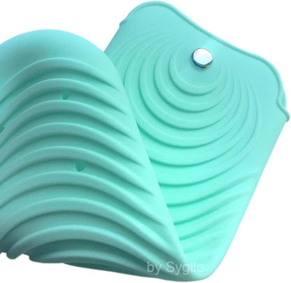 2in1 11" X 7.5" Large Heat Resistant Silicone Mat, Anti-Heat Travel Pad and Pouch for Hair Straighteners, Curling Irons, Flat Irons and Hair Styling Tools Holder - Mint Green (Turquoise)