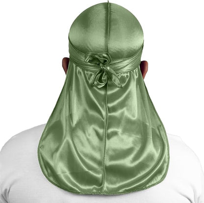 4PCS Silky Durags for Men Women 360 Waves with 1 Wave Cap, Silky Satin Durag Extra Long Tails