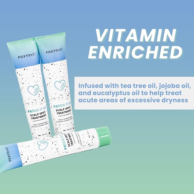 FoxyBae Scalp Spot Treatment for Dryness & Itch - with Tea Tree Oil - Removes Unwanted Build Up, Targets Problem Areas, Cools, Calms - Patch It Up - 3 Fl Oz