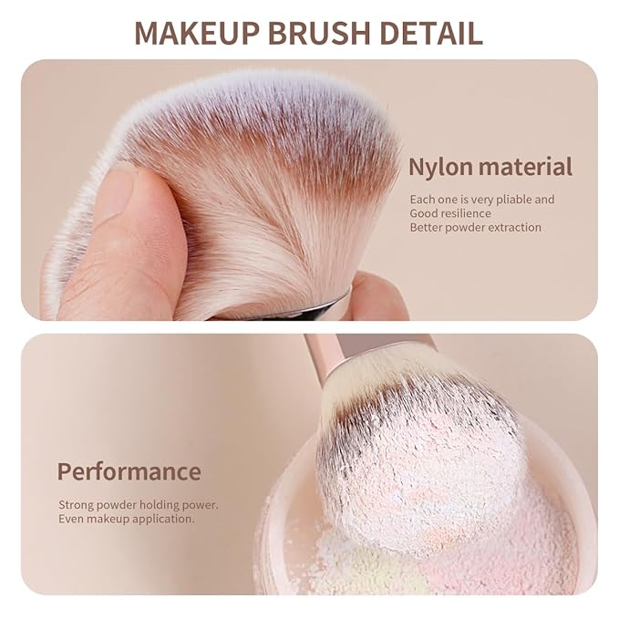 MAANGE Makeup Brushes, 29 Pcs Professional Premium Synthetic Makeup Brush Set, Foundation Eyeshadow Brush Travel Make up Brushes Set (Champagne)