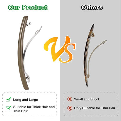PAGOW 3 Pcs French Hair Barrettes, Elegant Spring Flat Hair Clips, Multicolor Hair Styling Accessories, Non-Slip Hair Pins Decoration for Women (Style2)