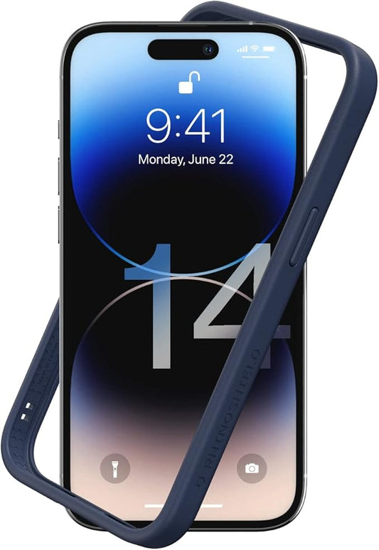 RhinoShield Bumper Case Compatible with [iPhone 14 Pro] | CrashGuard NX - Shock Absorbent Slim Design Protective Cover 3.5M / 11ft Drop Protection - Navy Blue