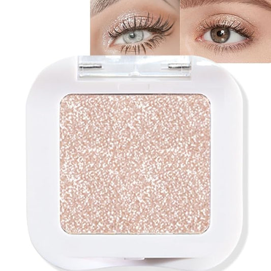 evpct Glitter Shimmer Sparkle Eyeshadow Palette Makeup for Green Blue Eyes, Pearl White silver Glitter Shimmer Metallic Holographic Multichrome Cream Single Monochrome Iridescent Eye Shadow Makeup