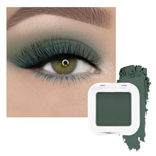 evpct Matte Dark Green Single Eye Shadow Palette Makeup for Older Women, Forest Green Cream Eyeshadow Palette Single for Older Women Matte, Monochrome High Pigment Mini Eyeshadow Sombra Para Ojos, 16