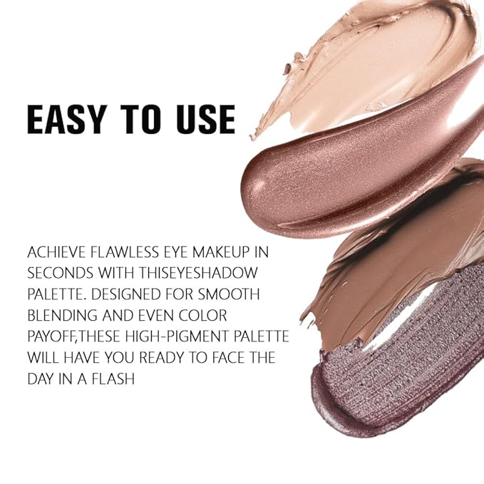 evpct Cream Eye Shadow Quad Palette Makeup for Older Women, Beige Nude Antique Rose Cocca Brown Taupe Mauve Metallic Shimmer Glitter Matte Eyeshadow Palette Creme Eye Brightener Makeup, Smudge Proof