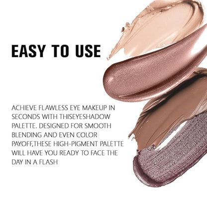 evpct Cream Eye Shadow Quad Palette Makeup for Older Women, Beige Nude Antique Rose Cocca Brown Taupe Mauve Metallic Shimmer Glitter Matte Eyeshadow Palette Creme Eye Brightener Makeup, Smudge Proof