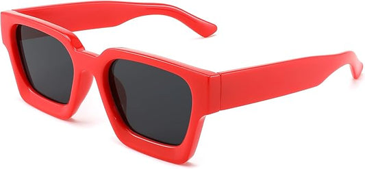 FEISEDY Retro 90s Square Sunglasses for Women Men Trendy Chunky Rectangle Sunglasses UV400 Protection B2385