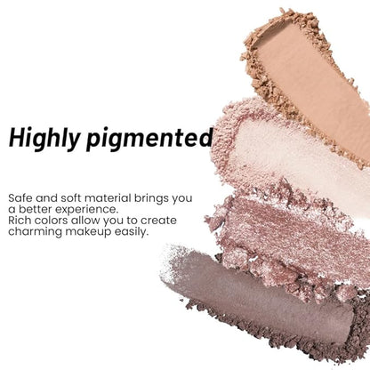 4 Colors Eyeshadow Makeup Palette,Nude Champagne Gold Light Dark Brown Highly Pigmented Natural Neutral Eye Shadow Palette with Mirror,Long Lasting Naturing-Looking,Waterproof,Blendable