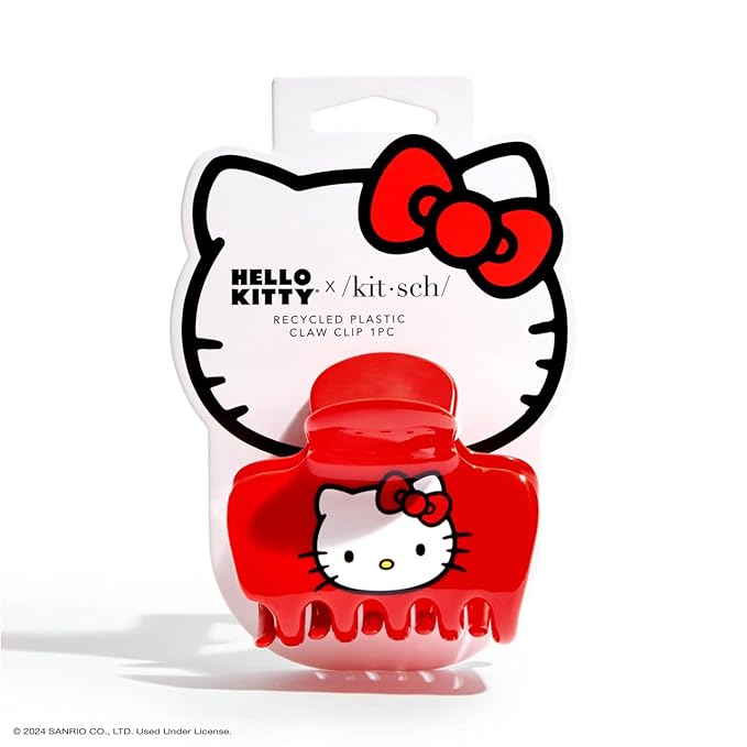 Kitsch Hello Kitty Recycled Plastic Puffy Medium Hair Clips for Women, Medium Claw Clips for Thin Hair, Claw Hair Clips for Short Hair, Medium Hair Claw Clips for Women