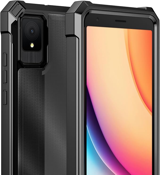 Ailiber for TCL K11 Case, TCL K11 T432W Case with Screen Protector, Dual Layer Shockproof Bumper, Clear Transparent Anti Yellowing, Military Grade Protection Cell Phone Cover-Black
