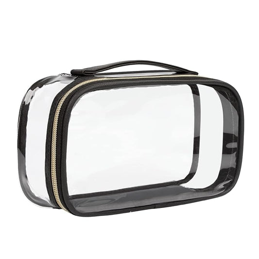 OCHEAL Clear Makeup Bag, TSA Approved Toiletry Bag Small Portable Travel Transparent Cosmetic Bag Organizer Cute Storage Bags with zipper for Women and Girls Cosmetics Toiletries Clear Pouch