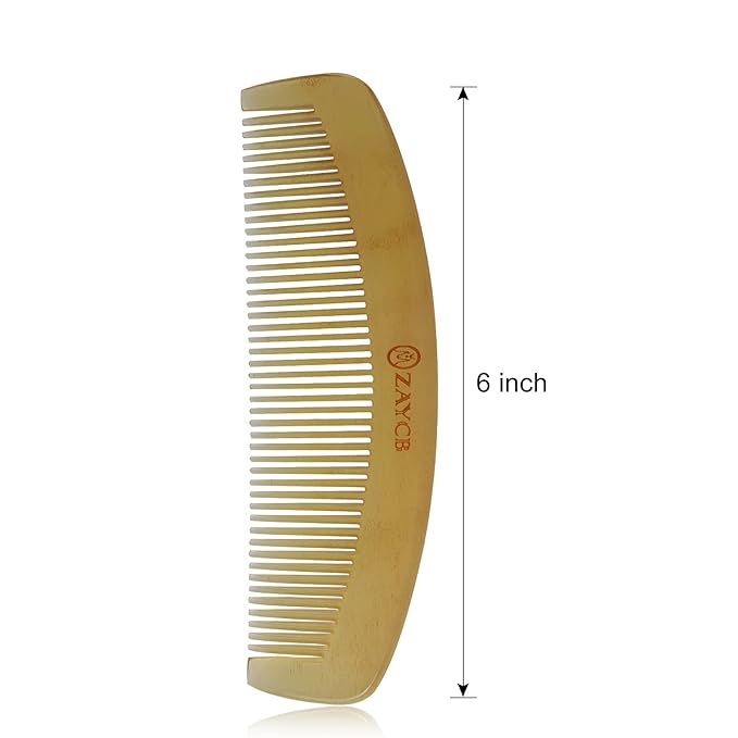 Buffalo Horn Fine Tooth Comb - Anti-Static Hair Comb - Hair Styling Detangling Comb for Men, Women and Kids - For All Hair Types - 6.0 x 1.3 x 0.2 inches