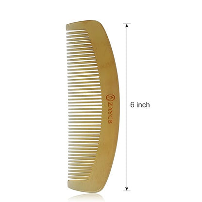 Buffalo Horn Fine Tooth Comb - Anti-Static Hair Comb - Hair Styling Detangling Comb for Men, Women and Kids - For All Hair Types - 6.0 x 1.3 x 0.2 inches