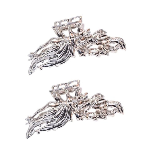 2 Pcs Large Metal Hair Claw Clips - Personality Nonslip Silver Hair Clamps,Perfect Jaw Hair Clamps For Women And Thinner-Thick Hair Styling-Strong Hold Hair-Fashion Hair Accessories (style4)