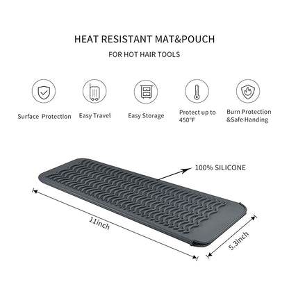 2 Pack Silicone Heat Resistant Travel Mat Pouch for Straighteners, Curling Wands, Flat Irons, and Hot Hair Styling Tools